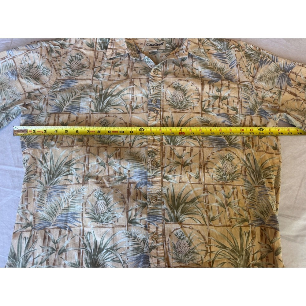 Cooke Street Mens Hawaiian Aloha Button Up Shirt XL Tan Tropical Summer Resort - Picture 6 of 7